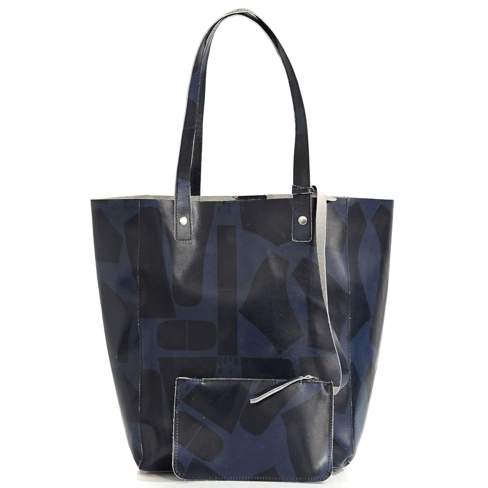 Дамска чанта от естествена кожа модел Lora blue mix